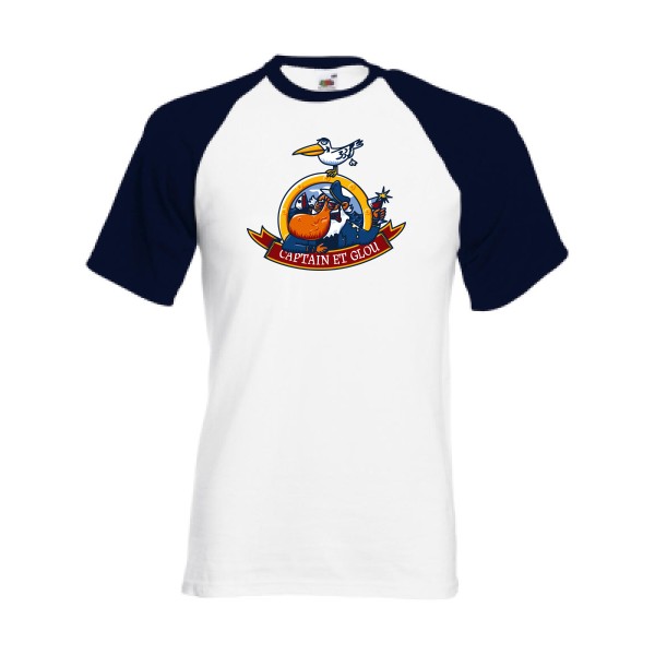 Captain et glou- Tee shirt marin humour -Fruit of the Loom - Baseball Tee
