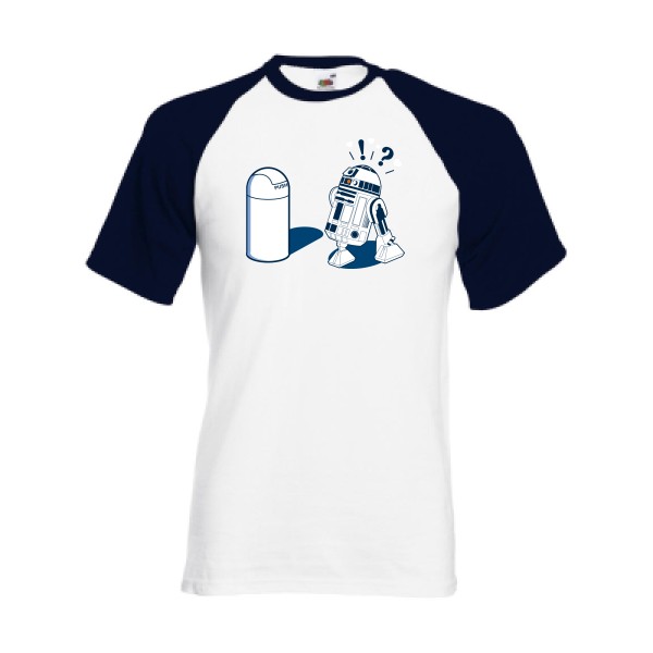 R2D2 7C - T-shirt baseball R2D2 pour Homme -modèle Fruit of the Loom - Baseball Tee - thème parodie et cinema -