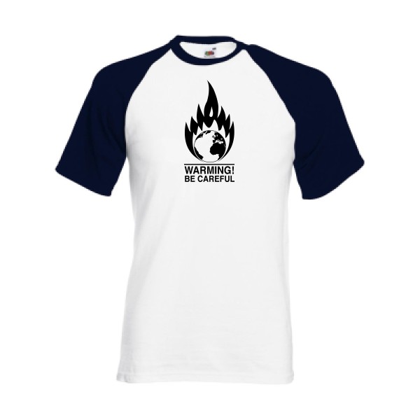 Global Warning - T-shirt baseball Homme imprimé- Fruit of the Loom - Baseball Tee - thème design imprimé -