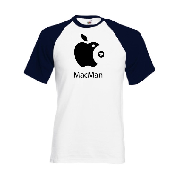 MacMan - T-shirt baseball vintage pour Homme -modèle Fruit of the Loom - Baseball Tee - thème retro et jeux videos -