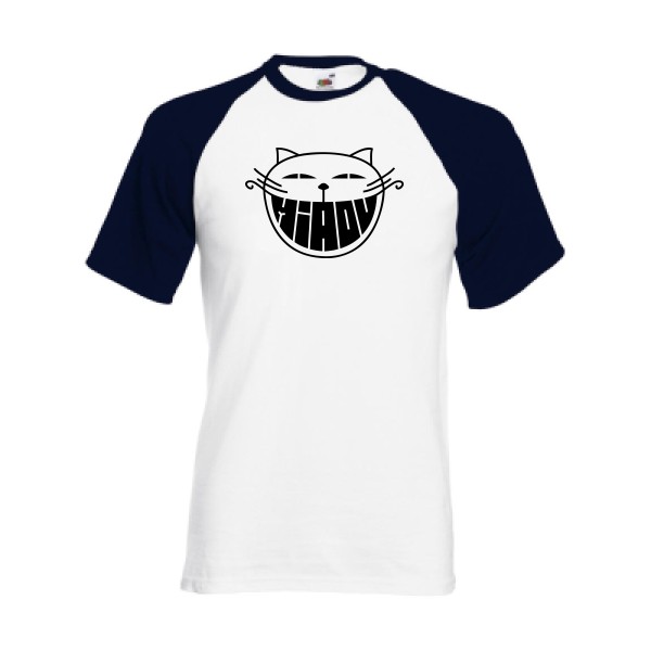 The smiling cat - T-shirt baseball chat -Homme-Fruit of the Loom - Baseball Tee - thème humour et bd -