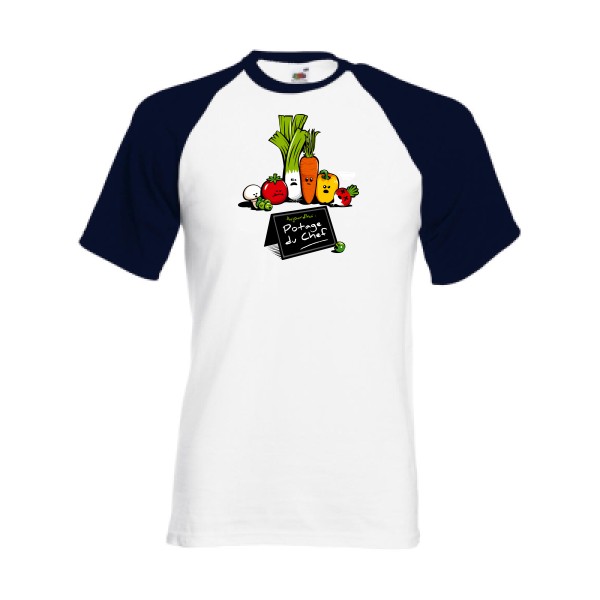 Potage du Chef - T-shirt baseball rigolo Homme - modèle Fruit of the Loom - Baseball Tee -thème humour cuisine et top chef-