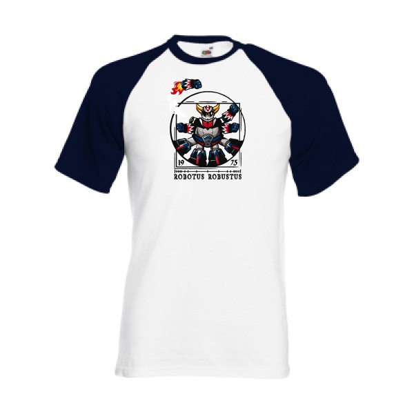 Robotus Robustus - T-shirt baseball rétro pour Homme -modèle Fruit of the Loom - Baseball Tee - thème parodie et vintage -
