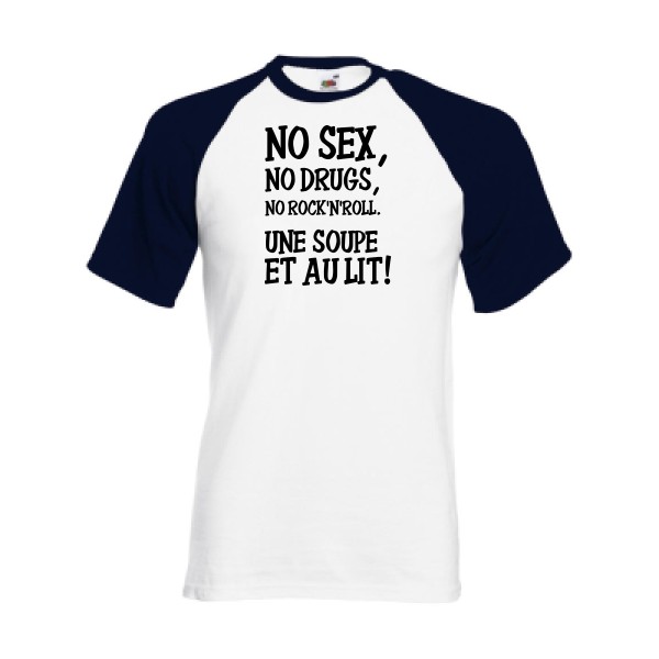 NO... - T-shirt baseball  rock - modèle Fruit of the Loom - Baseball Tee -thème musique et rock'n'roll-