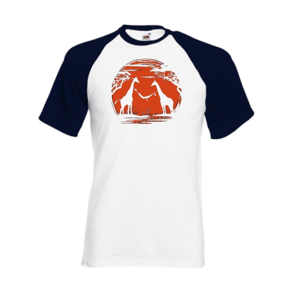 girafe - T-shirt baseball Homme animaux  - Fruit of the Loom - Baseball Tee - thème geek et zen