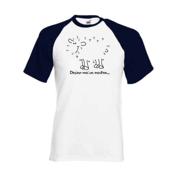 Dessine moi un mouton - T-shirt baseball amusant pour Homme -modèle Fruit of the Loom - Baseball Tee - thème humour et culture -