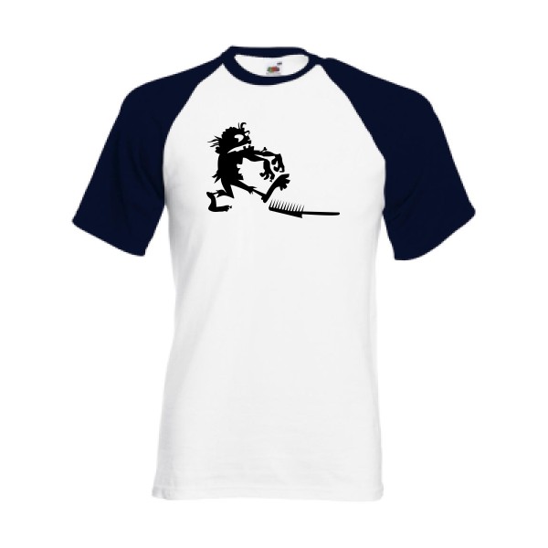 T shirt dark- Zombie gag-Fruit of the Loom - Baseball Tee