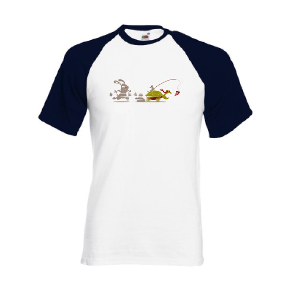 T-shirt baseball Homme rigolo -Le Lièvre et la tortue... ninja -