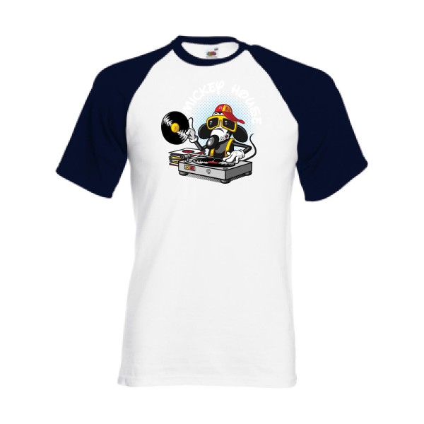 Mickey house v2 -T-shirt baseball mickey Homme  -Fruit of the Loom - Baseball Tee -Thème parodie et musique -