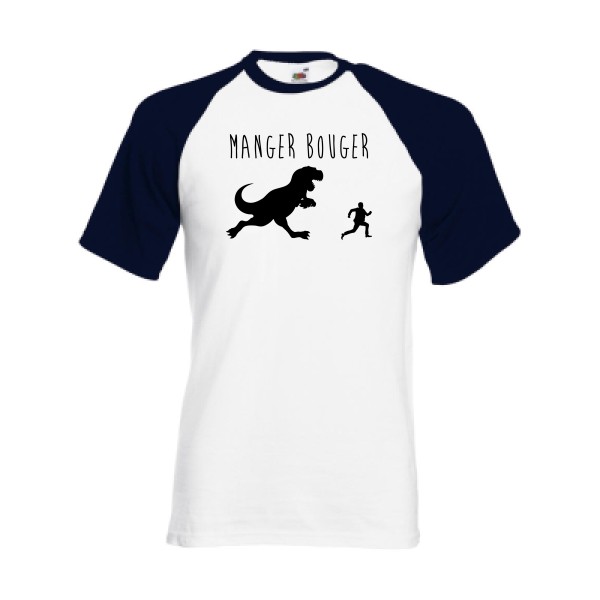 MANGER BOUGER - modèle Fruit of the Loom - Baseball Tee - Thème t shirt humour Homme -