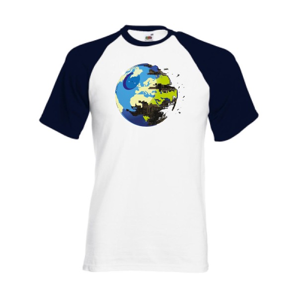 EARTH DEATH - tee shirt original Homme -Fruit of the Loom - Baseball Tee