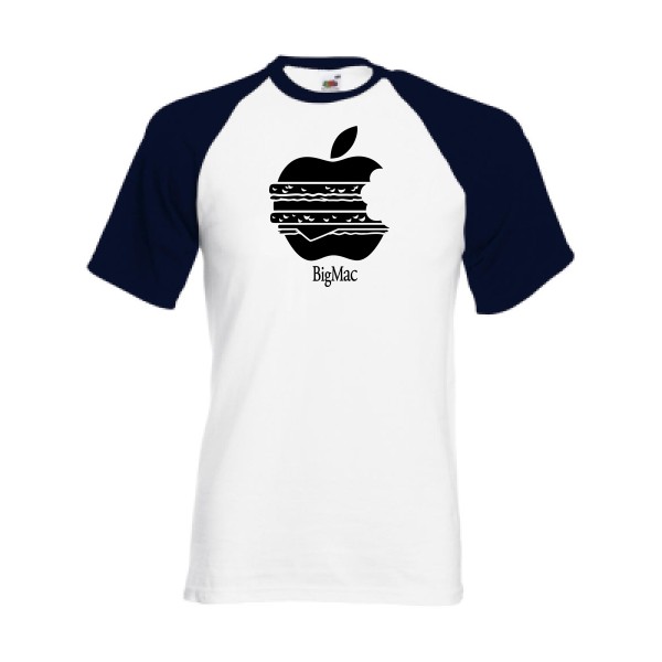 BigMac -T-shirt baseball Geek- Homme -Fruit of the Loom - Baseball Tee -thème  parodie - 