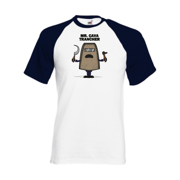 MR. CAVATRANCHER - T-shirt baseball marrant pour Homme -modèle Fruit of the Loom - Baseball Tee - thème halloween -