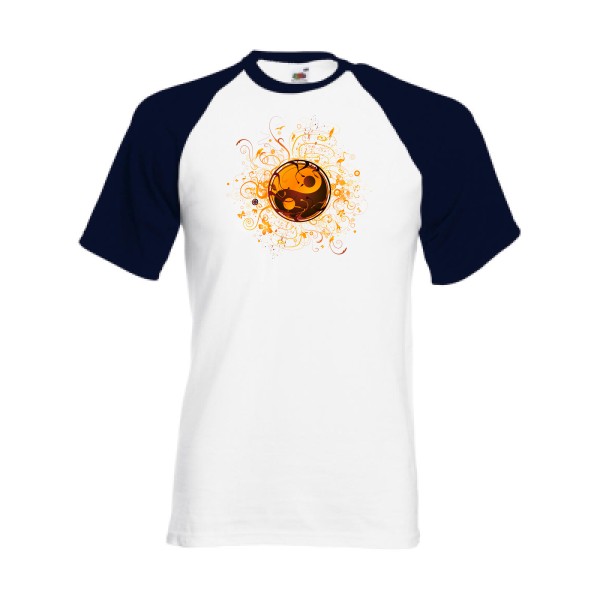 ying yang - T-shirt baseball Homme graphique - Fruit of the Loom - Baseball Tee - thème zen et philosophie-