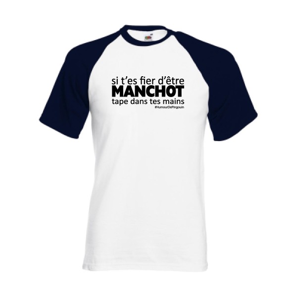Manchot-T-shirt baseball drôle - Fruit of the Loom - Baseball Tee- Thème humour - 
