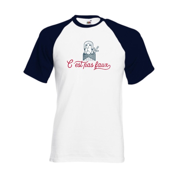 C'est pas faux - Fruit of the Loom - Baseball Tee Homme - T-shirt baseball rigolo - thème kaamelott -