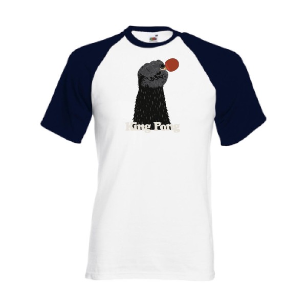 King Pong - T-shirt baseball burlesque pour Homme -modèle Fruit of the Loom - Baseball Tee - thème humour potache -