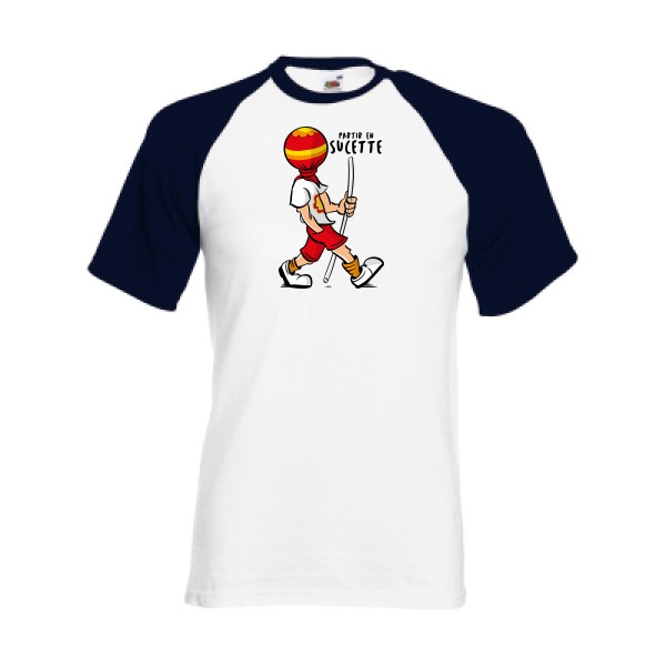 partir en sucette - T-shirt baseball original Homme - modèle Fruit of the Loom - Baseball Tee - thème original et inclassable -