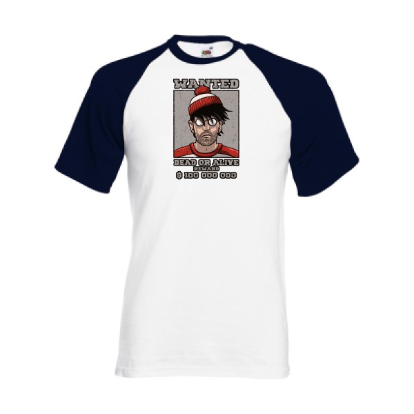 Où est il ? -T-shirt baseball original Homme -Fruit of the Loom - Baseball Tee -thème cinema - 