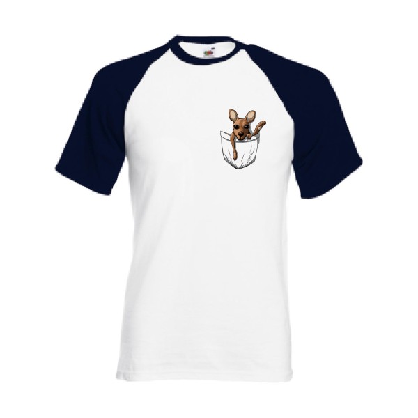 Dans la poche -T-shirt baseball sympa  Homme -Fruit of the Loom - Baseball Tee -thème  vêtement original -