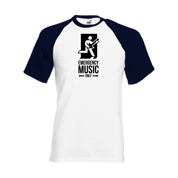 EMERGENCY - T-shirt baseball  rock Homme - modèle Fruit of the Loom - Baseball Tee -thèmehumour et musique -