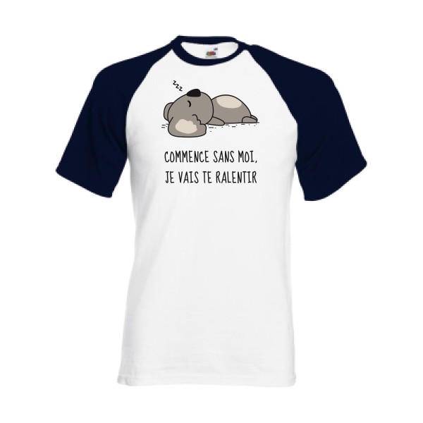 Dormir - T-shirt baseball - modèle Fruit of the Loom - Baseball Tee -thème sieste et farniente -