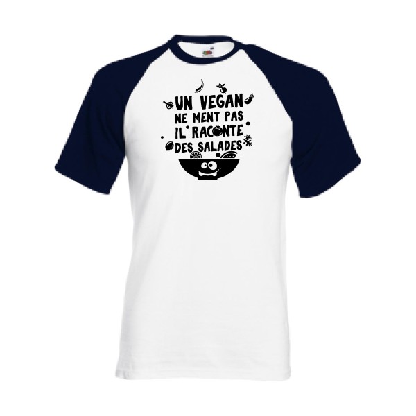 T-shirt baseball original Homme  - Un vegan ne ment pas - 