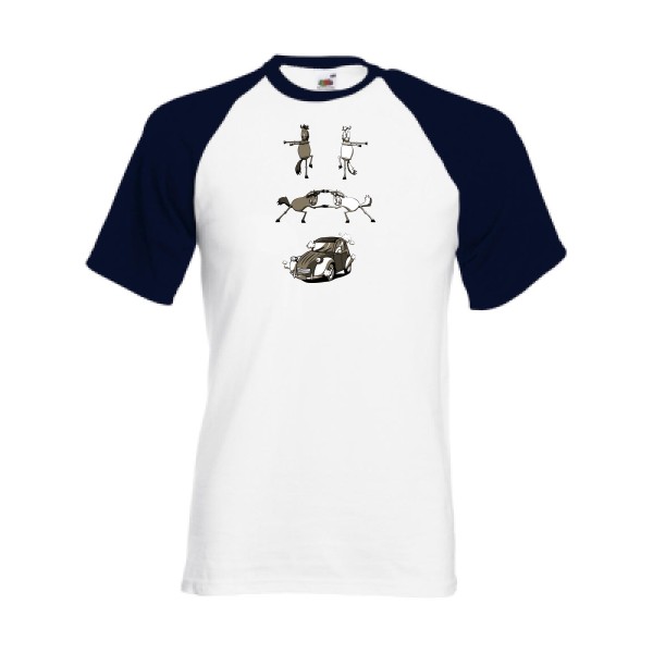 Fusion -T-shirt baseball 2 cv -Fruit of the Loom - Baseball Tee -thème automobile -