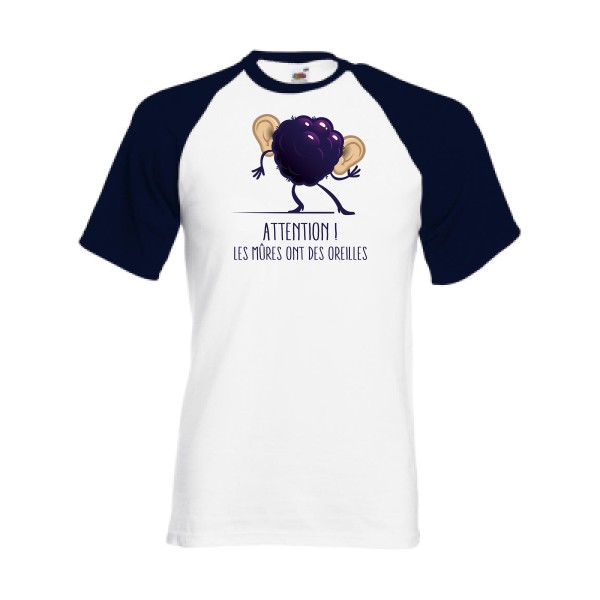 T-shirt baseball rigolo-Mûres -Fruit of the Loom - Baseball Tee