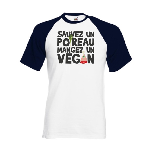 vegan poireau -Fruit of the Loom - Baseball Tee - Tee-shirts message Homme -