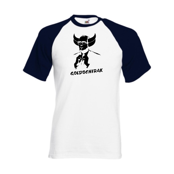 Goldochirak - T-shirt baseball amusant pour Homme -modèle Fruit of the Loom - Baseball Tee - thème parodie et politique -