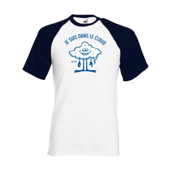 Cloud - T-shirt baseball geek cool pour Homme -modèle Fruit of the Loom - Baseball Tee - thème Geek et gamers-