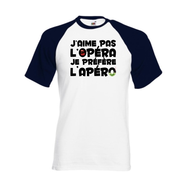 opérapéro - T-shirt baseball apéro Homme - modèle Fruit of the Loom - Baseball Tee -thème humour alcool -