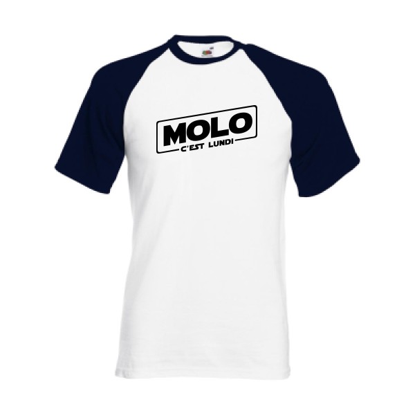 Molo c'est lundi -T-shirt baseball Homme original -Fruit of the Loom - Baseball Tee -Thème original-