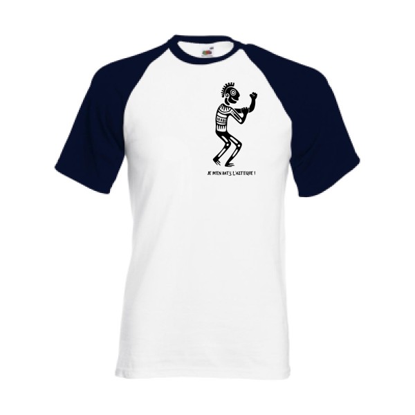L'aztèque - T-shirt baseball  drôle - modèle Fruit of the Loom - Baseball Tee -thème humour potache -