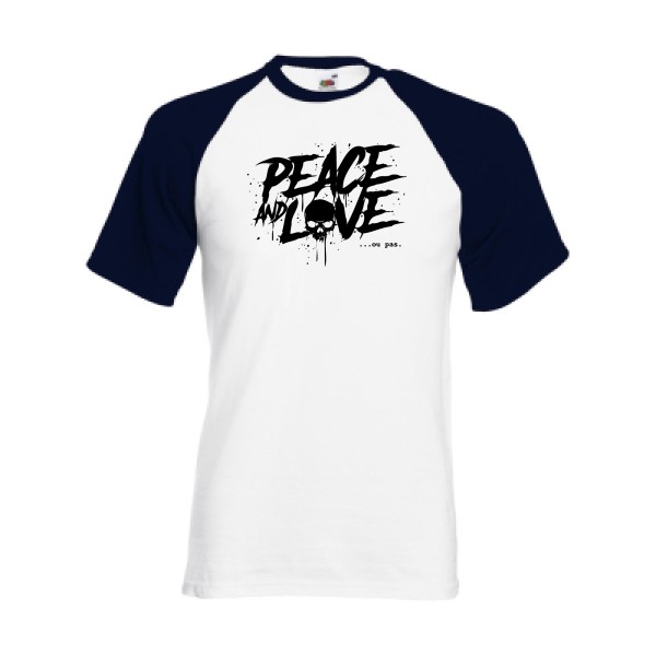 Peace or no peace - T shirt tête de mort Homme - modèle Fruit of the Loom - Baseball Tee -