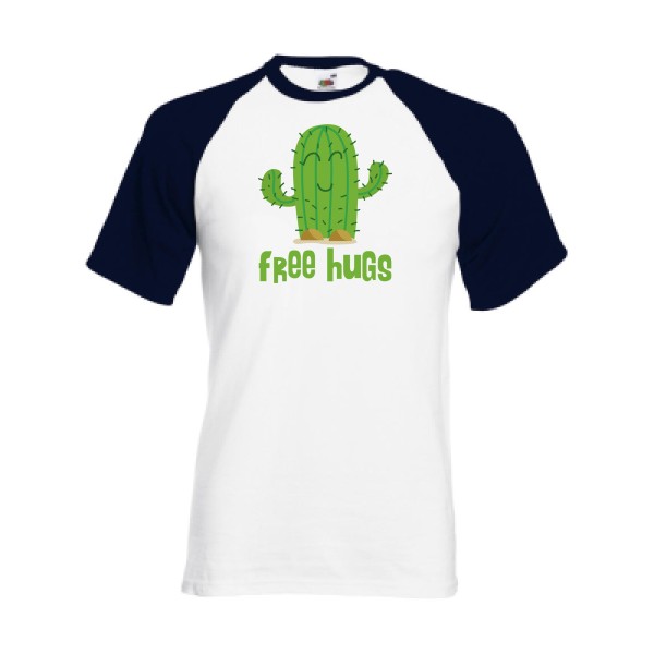 FreeHugs- T-shirt baseball Homme - thème tee shirt humoristique -Fruit of the Loom - Baseball Tee -