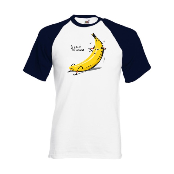 Je garde la banane ! - T-shirt baseball drôle et cool Homme  -Fruit of the Loom - Baseball Tee - Thème original et drôle -