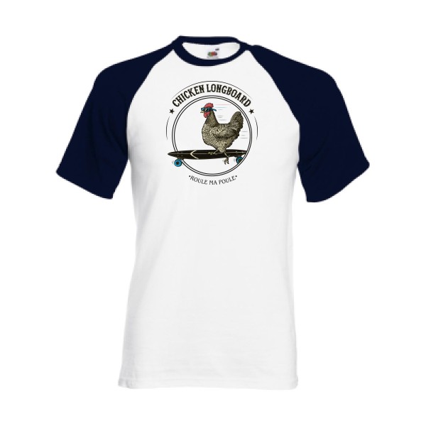 Chicken Longboard - T-shirt baseball - vêtement original avec une poule-