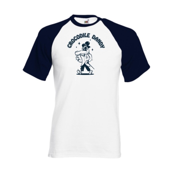 Crocodile dandy - T-shirt baseball rigolo Homme - modèle Fruit of the Loom - Baseball Tee -thème cinema et parodie -