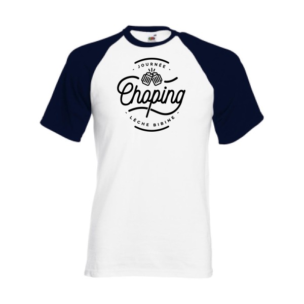 Journée Choping -T-shirt baseball bière - Homme -Fruit of the Loom - Baseball Tee -thème alcool humour - 