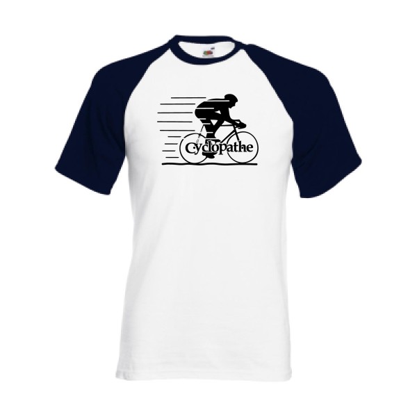 T shirt humoristique sur le thème du velo - CYCLOPATHE !- Modèle T-shirt baseball-Fruit of the Loom - Baseball Tee-