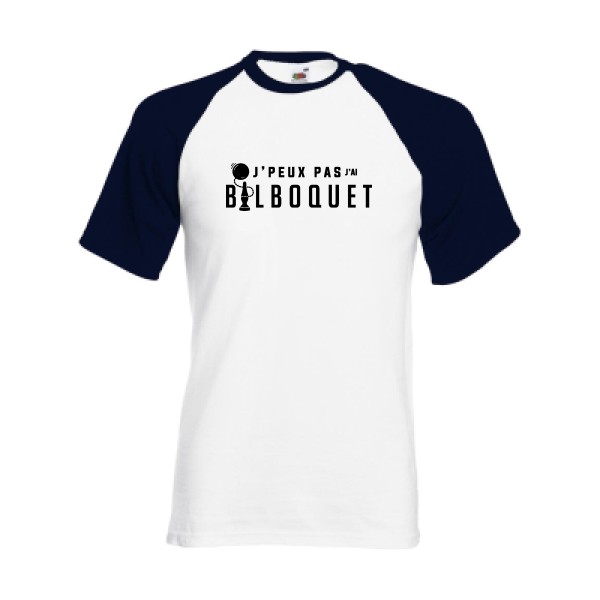 J'ai bilboquet -T-shirt baseball  drôle Homme -Fruit of the Loom - Baseball Tee -thème je peux pas j'ai -