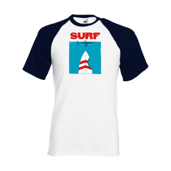 SURF -T-shirt baseball sympa  Homme -Fruit of the Loom - Baseball Tee -thème  surf -