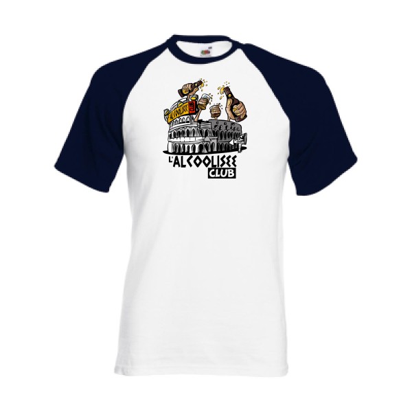 L'ALCOOLIZEE -T-shirt baseball alcool humour Homme -Fruit of the Loom - Baseball Tee -thème alcool humour -