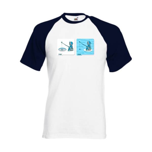 T shirt Homme humour -Fishing in Arctic - Fruit of the Loom - Baseball Tee