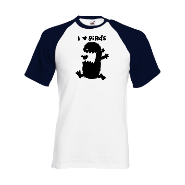 T-shirt baseball original Homme  - I love birds - 