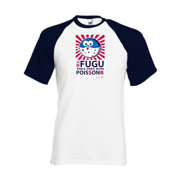 Fugu - T-shirt baseball trés marrant Homme - modèle Fruit of the Loom - Baseball Tee -thème burlesque -