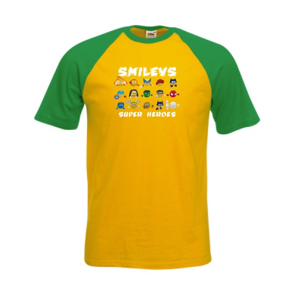 Super Smileys- Tee shirt rigolo - Fruit of the Loom - Baseball Tee -