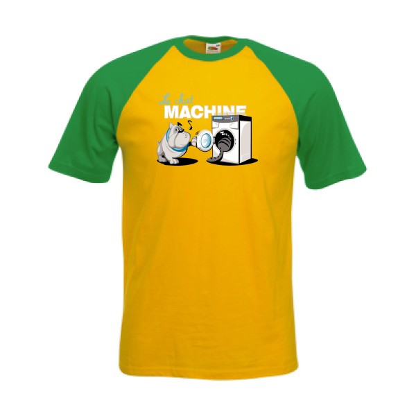 t shirt parodie marque-Le Chat Machine-Fruit of the Loom - Baseball Tee-Homme
